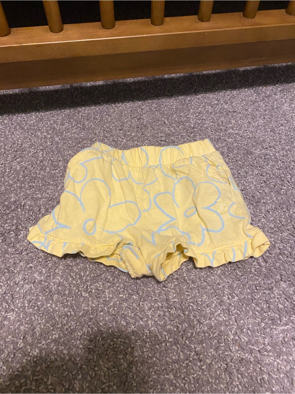 GAP Yellow Floral High-Waist Ruffle Shorts